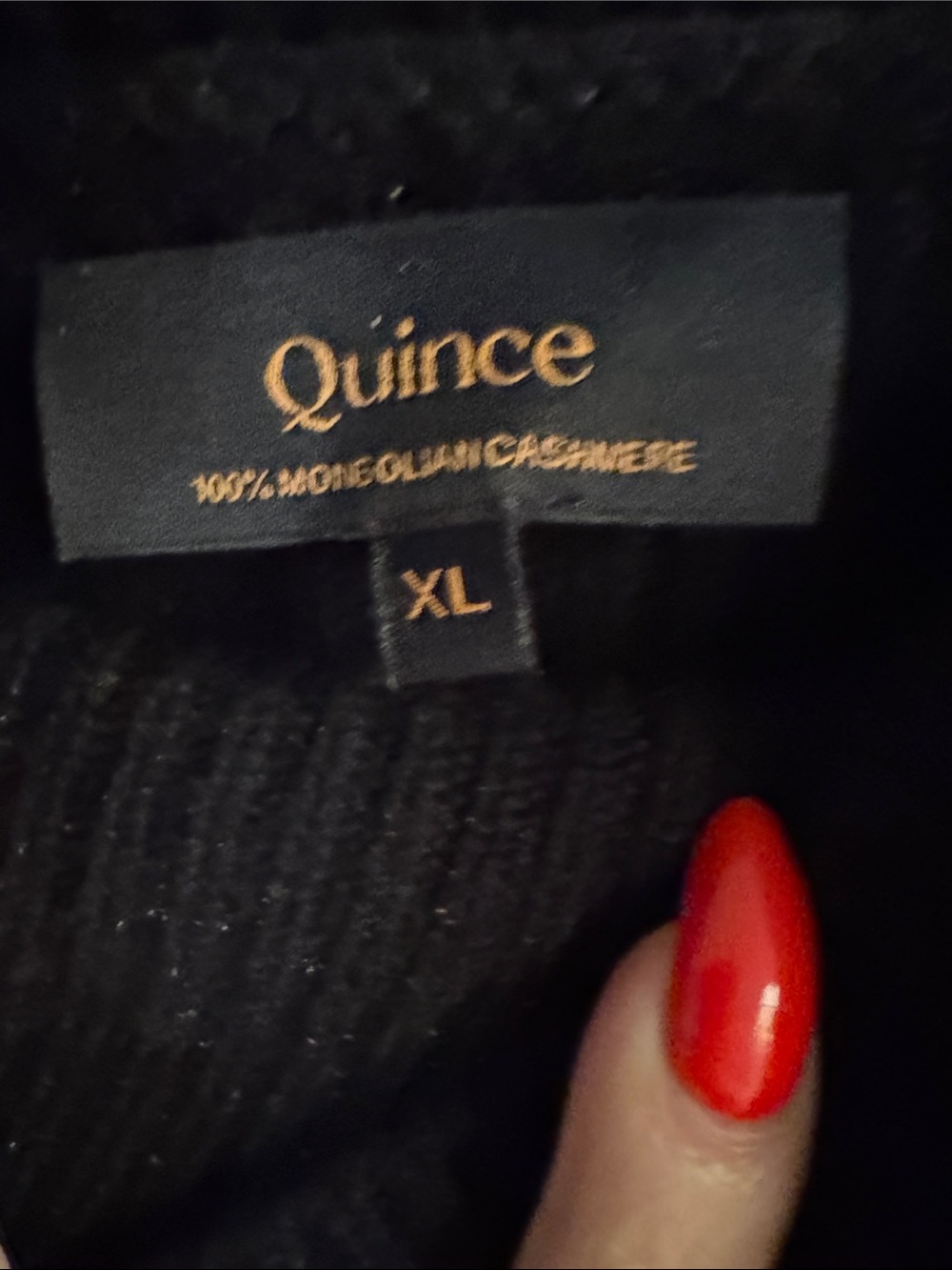 Quince 100% Cashmere Black Ribbed Fisherman Turtleneck Sweater - Picture 4 of 4